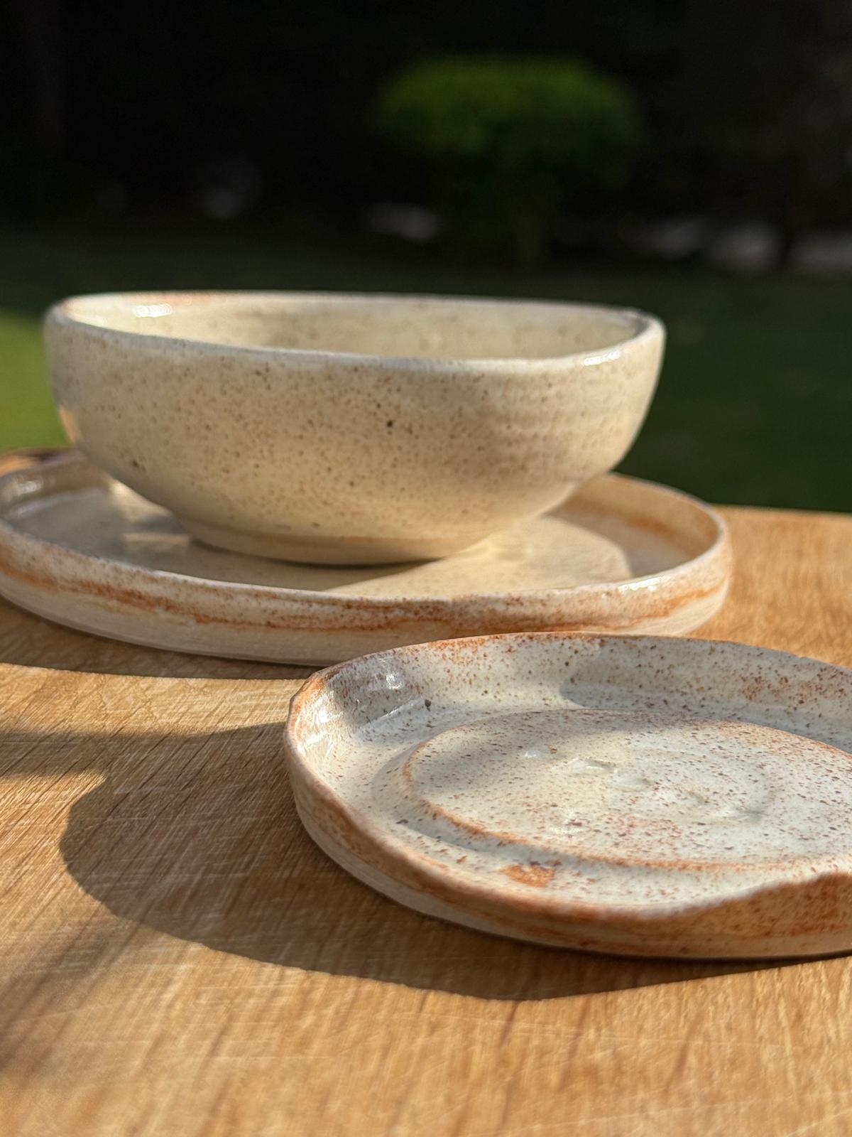 A small ceramic planter